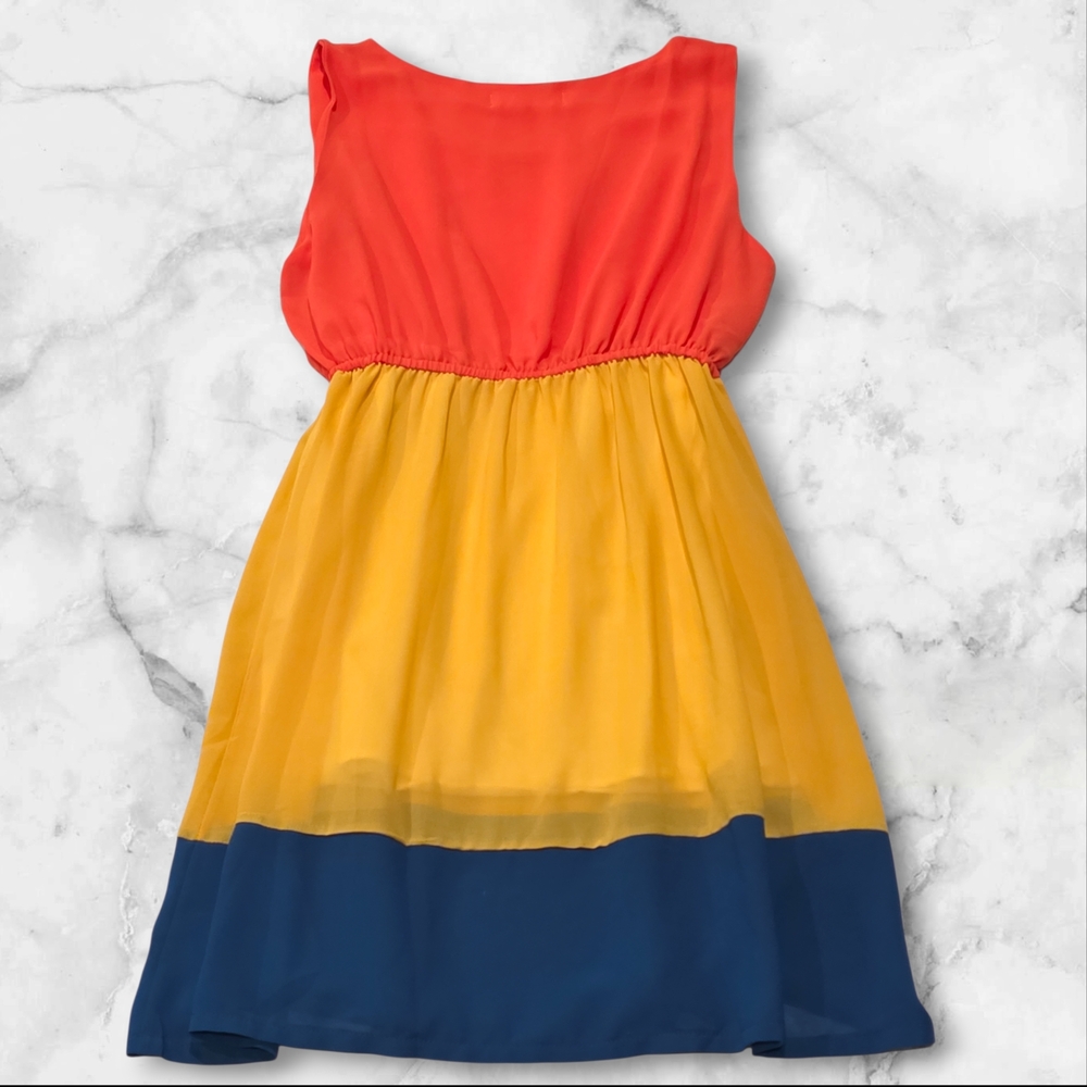 Eunishop Sleeveless Orange Yellow Blue Vacation Dress Size Medium (M) A120